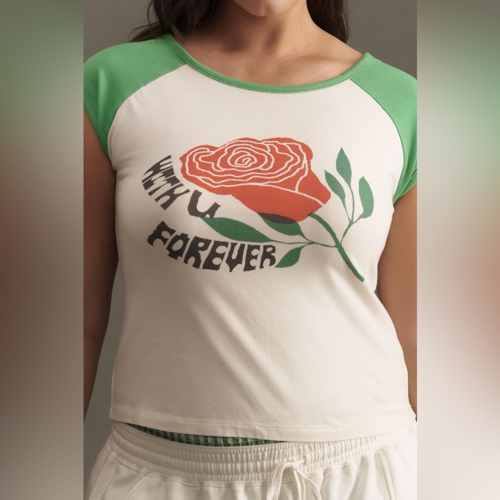 Anthro With U forever rose shirt. Size XL